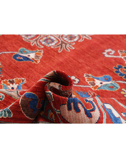 Humna 10' 2" X 13' 7" Hand Knotted Wool Rug 10' 2" X 13' 7" (310 X 414) / Red / Wool