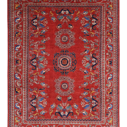 Humna 10' 2" X 13' 7" Hand Knotted Wool Rug 10' 2" X 13' 7" (310 X 414) / Red / Wool