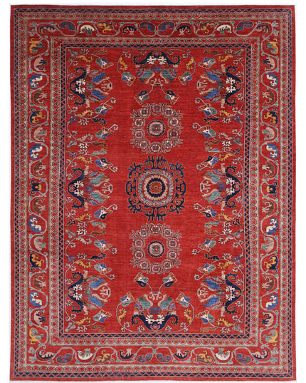 Humna 10' 2" X 13' 7" Hand Knotted Wool Rug 10' 2" X 13' 7" (310 X 414) / Red / Wool