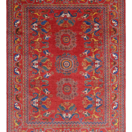 Humna 9' 0" X 12' 0" Hand Knotted Wool Rug 9' 0" X 12' 0" (274 X 366) / Red / Wool