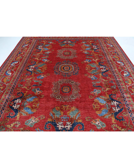 Humna 9' 5" X 11' 6" Hand Knotted Wool Rug 9' 5" X 11' 6" (287 X 351) / Red / Wool