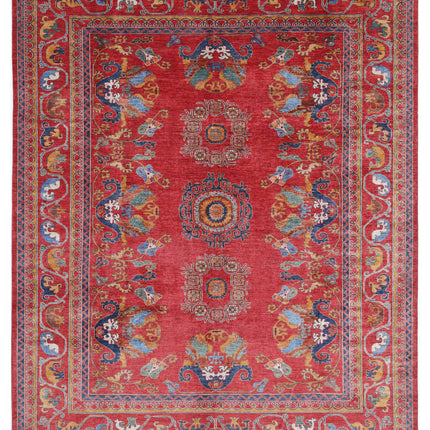Humna 9' 5" X 11' 6" Hand Knotted Wool Rug 9' 5" X 11' 6" (287 X 351) / Red / Wool