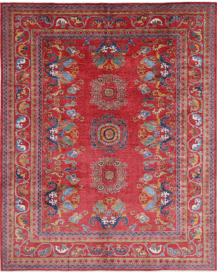 Humna 9' 5" X 11' 6" Hand Knotted Wool Rug 9' 5" X 11' 6" (287 X 351) / Red / Wool
