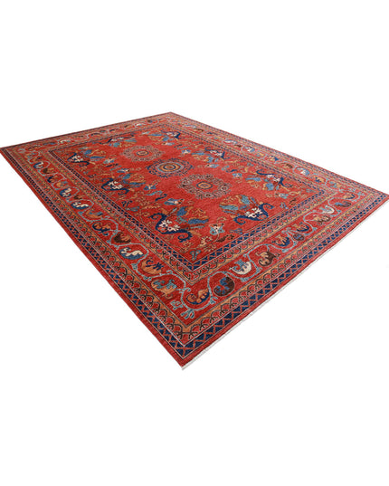 Humna 9' 0" X 11' 9" Hand Knotted Wool Rug 9' 0" X 11' 9" (274 X 358) / Red / Wool