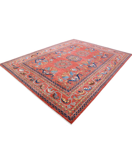 Humna 9' 0" X 11' 9" Hand Knotted Wool Rug 9' 0" X 11' 9" (274 X 358) / Red / Wool