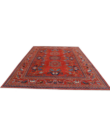 Humna 9' 0" X 11' 9" Hand Knotted Wool Rug 9' 0" X 11' 9" (274 X 358) / Red / Wool