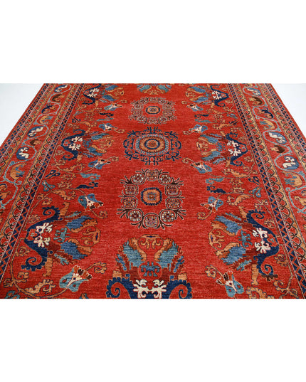 Humna 9' 0" X 11' 9" Hand Knotted Wool Rug 9' 0" X 11' 9" (274 X 358) / Red / Wool