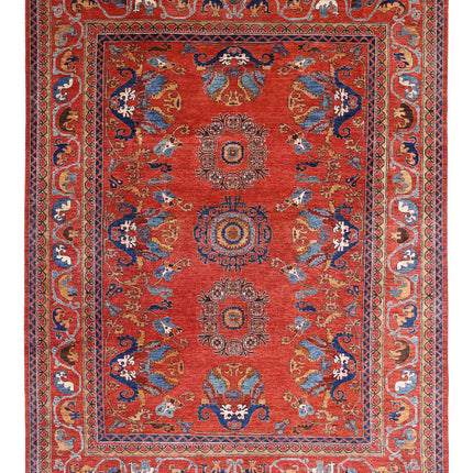 Humna 9' 0" X 11' 9" Hand Knotted Wool Rug 9' 0" X 11' 9" (274 X 358) / Red / Wool