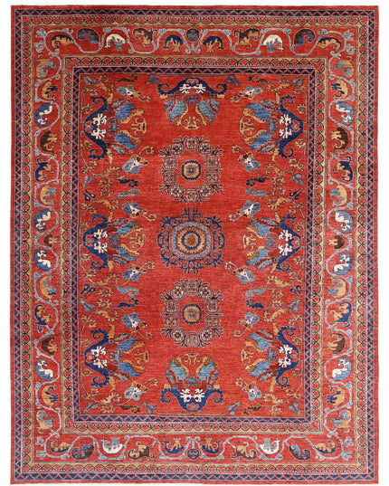 Humna 9' 0" X 11' 9" Hand Knotted Wool Rug 9' 0" X 11' 9" (274 X 358) / Red / Wool