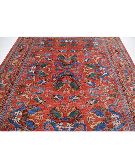 Humna 8' 7" X 9' 9" Hand Knotted Wool Rug 8' 7" X 9' 9" (262 X 297) / Red / Wool