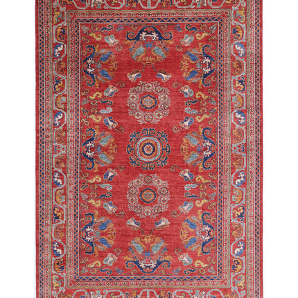 Humna 5' 10" X 9' 1" Hand Knotted Wool Rug 5' 10" X 9' 1" (178 X 277) / Red / Wool