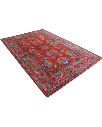 Humna 5' 11" X 8' 10" Hand Knotted Wool Rug 5' 11" X 8' 10" (180 X 269) / Red / Wool