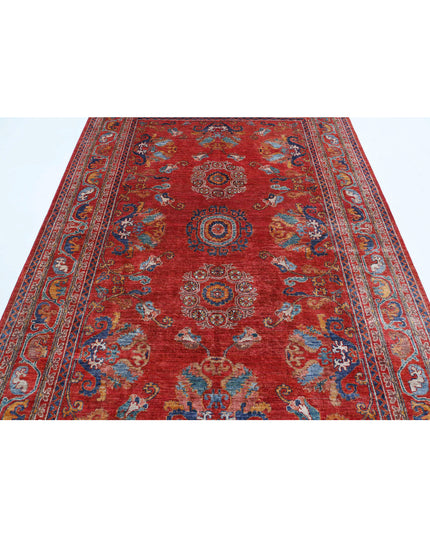 Humna 5' 11" X 8' 10" Hand Knotted Wool Rug 5' 11" X 8' 10" (180 X 269) / Red / Wool