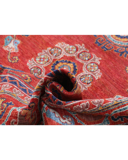 Humna 5' 11" X 8' 10" Hand Knotted Wool Rug 5' 11" X 8' 10" (180 X 269) / Red / Wool