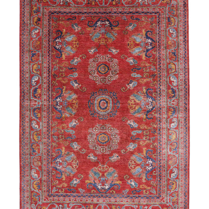 Humna 5' 11" X 8' 10" Hand Knotted Wool Rug 5' 11" X 8' 10" (180 X 269) / Red / Wool
