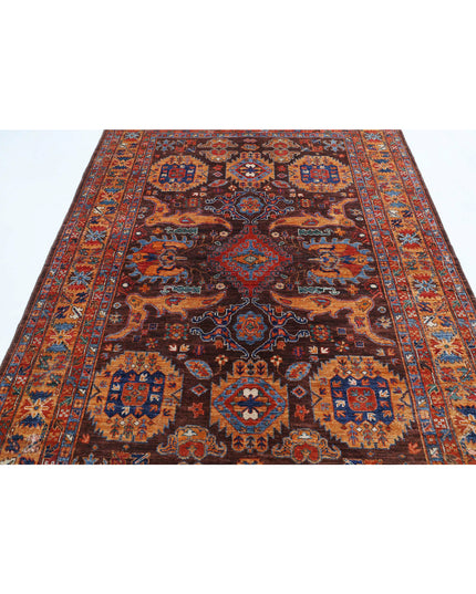 Humna 6' 0" X 8' 10" Hand Knotted Wool Rug 6' 0" X 8' 10" (183 X 269) / Brown / Wool