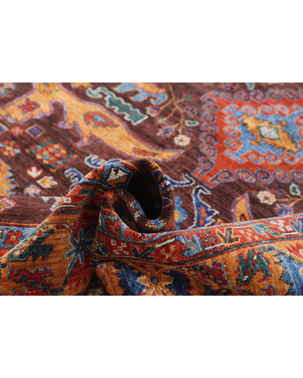 Humna 6' 0" X 8' 10" Hand Knotted Wool Rug 6' 0" X 8' 10" (183 X 269) / Brown / Wool