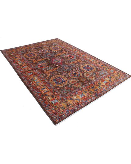 Humna 6' 0" X 8' 7" Hand Knotted Wool Rug 6' 0" X 8' 7" (183 X 262) / Brown / Wool