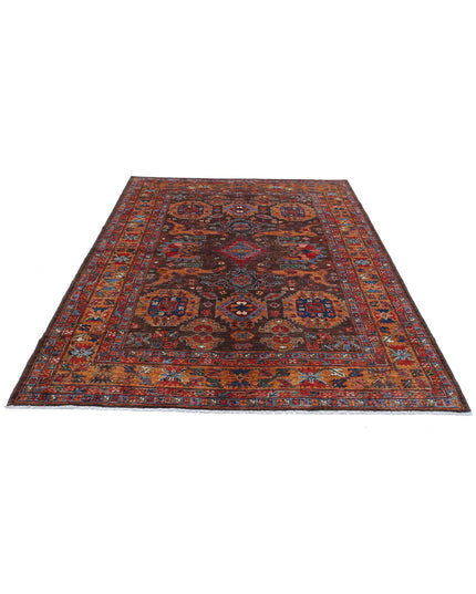 Humna 6' 0" X 8' 7" Hand Knotted Wool Rug 6' 0" X 8' 7" (183 X 262) / Brown / Wool