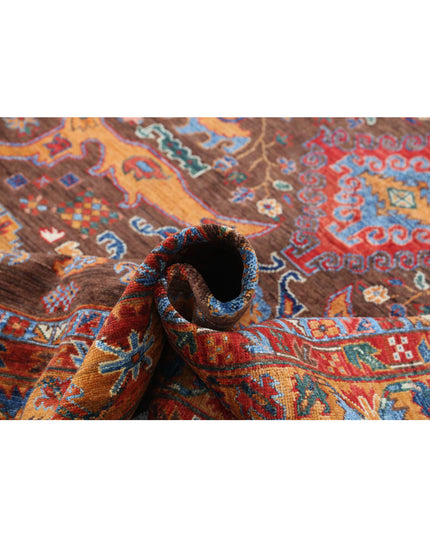 Humna 6' 0" X 8' 7" Hand Knotted Wool Rug 6' 0" X 8' 7" (183 X 262) / Brown / Wool