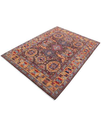 Humna 5' 0" X 6' 10" Hand Knotted Wool Rug 5' 0" X 6' 10" (152 X 208) / Brown / Wool