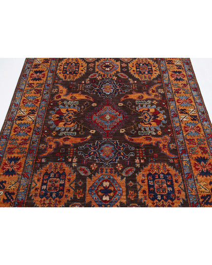 Humna 5' 0" X 6' 10" Hand Knotted Wool Rug 5' 0" X 6' 10" (152 X 208) / Brown / Wool