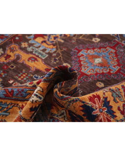 Humna 5' 0" X 6' 10" Hand Knotted Wool Rug 5' 0" X 6' 10" (152 X 208) / Brown / Wool