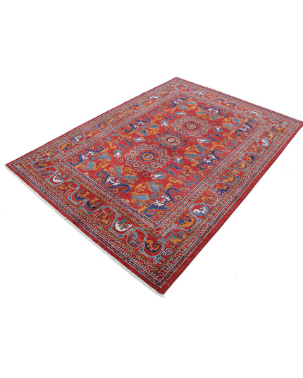 Humna 5' 0" X 7' 1" Hand Knotted Wool Rug 5' 0" X 7' 1" (152 X 216) / Red / Wool