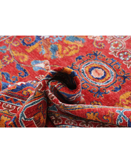 Humna 5' 0" X 7' 1" Hand Knotted Wool Rug 5' 0" X 7' 1" (152 X 216) / Red / Wool
