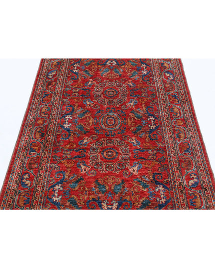 Humna 4' 0" X 6' 1" Hand Knotted Wool Rug 4' 0" X 6' 1" (122 X 185) / Red / Wool