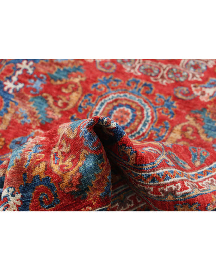 Humna 4' 0" X 6' 1" Hand Knotted Wool Rug 4' 0" X 6' 1" (122 X 185) / Red / Wool