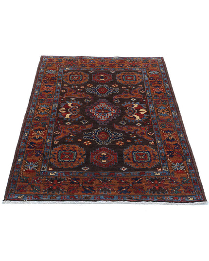 Humna 3' 1" X 4' 10" Hand Knotted Wool Rug 3' 1" X 4' 10" (94 X 147) / Brown / Wool