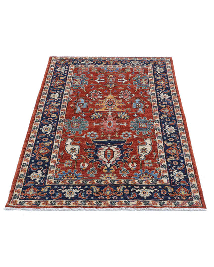Humna 3' 2" X 4' 10" Hand Knotted Wool Rug 3' 2" X 4' 10" (97 X 147) / Rust / Wool