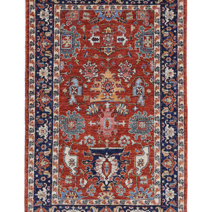 Humna 3' 2" X 4' 10" Hand Knotted Wool Rug 3' 2" X 4' 10" (97 X 147) / Rust / Wool