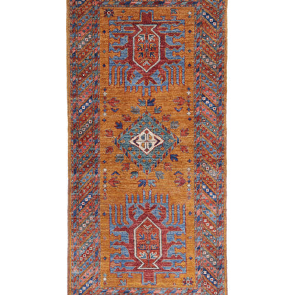 Humna 2' 7" X 5' 10" Hand Knotted Wool Rug 2' 7" X 5' 10" (79 X 178) / Gold / Wool