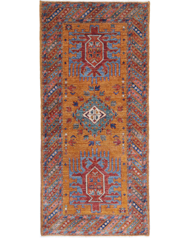 Humna 2' 7" X 5' 10" Hand Knotted Wool Rug 2' 7" X 5' 10" (79 X 178) / Gold / Wool