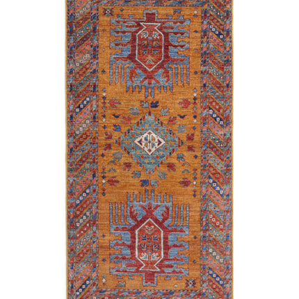 Humna 2' 8" X 5' 9" Hand Knotted Wool Rug 2' 8" X 5' 9" (81 X 175) / Gold / Wool