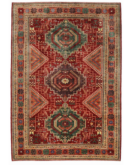 Humna 6' 9" X 9' 7" Hand Knotted Wool Rug 6' 9" X 9' 7" (206 X 292) / Red / Wool