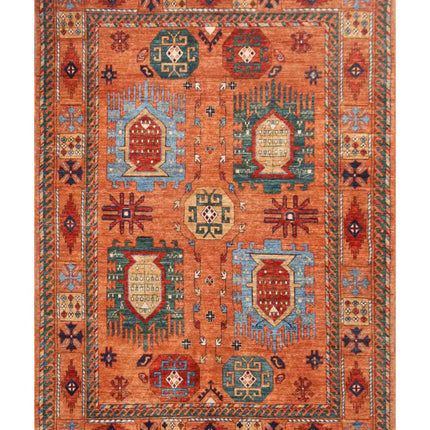 Humna 6' 1" X 9' 2" Hand Knotted Wool Rug 6' 1" X 9' 2" (185 X 280) / Rust / Wool