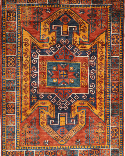 Humna 4' 2" X 6' 3" Hand Knotted Wool Rug 4' 2" X 6' 3" (127 X 191) / Red / Wool