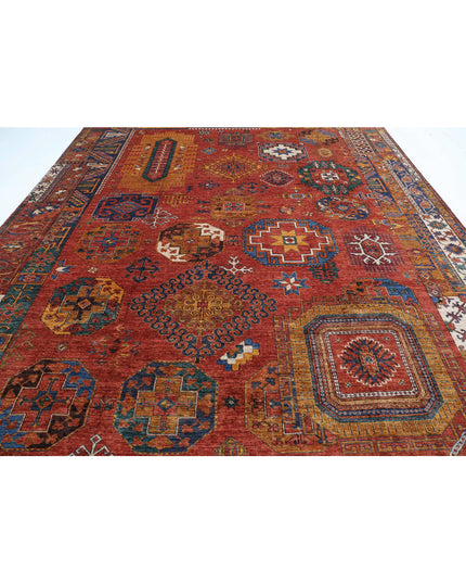 Humna 10' 7" X 13' 11" Hand Knotted Wool Rug 10' 7" X 13' 11" (322 X 424) / Rust / Wool