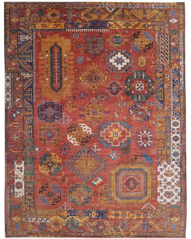 Humna 10' 7" X 13' 11" Hand Knotted Wool Rug 10' 7" X 13' 11" (322 X 424) / Rust / Wool