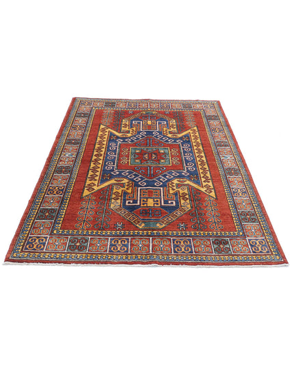 Humna 4' 10" X 6' 7" Hand Knotted Wool Rug 4' 10" X 6' 7" (147 X 201) / Red / Wool