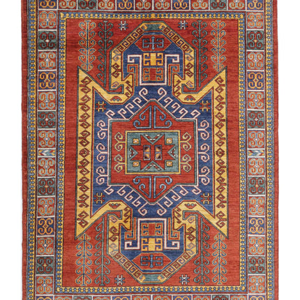 Humna 4' 10" X 6' 7" Hand Knotted Wool Rug 4' 10" X 6' 7" (147 X 201) / Red / Wool