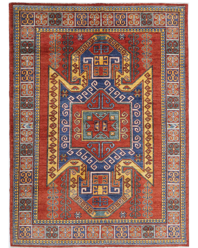 Humna 4' 10" X 6' 7" Hand Knotted Wool Rug 4' 10" X 6' 7" (147 X 201) / Red / Wool