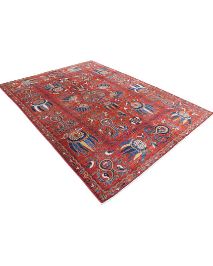 Humna 7' 0" X 9' 5" Hand Knotted Wool Rug 7' 0" X 9' 5" (213 X 287) / Red / Wool