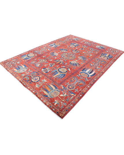 Humna 7' 0" X 9' 5" Hand Knotted Wool Rug 7' 0" X 9' 5" (213 X 287) / Red / Wool