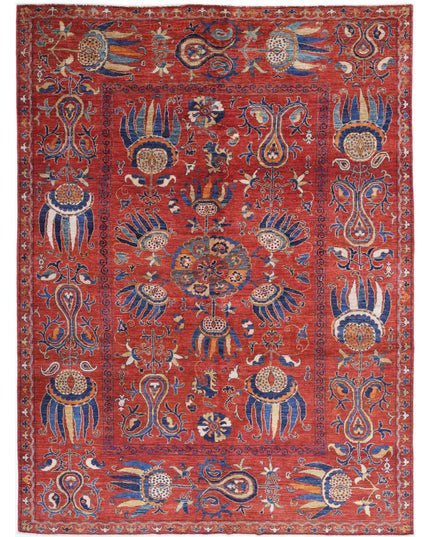 Humna 7' 0" X 9' 5" Hand Knotted Wool Rug 7' 0" X 9' 5" (213 X 287) / Red / Wool