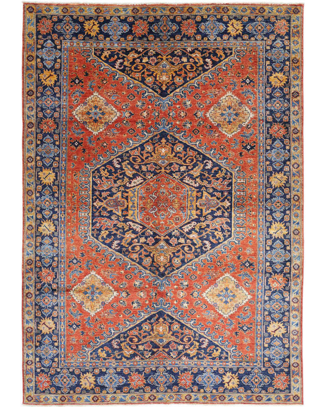 Humna 6' 8" X 9' 10" Hand Knotted Wool Rug 6' 8" X 9' 10" (203 X 300) / Rust / Wool