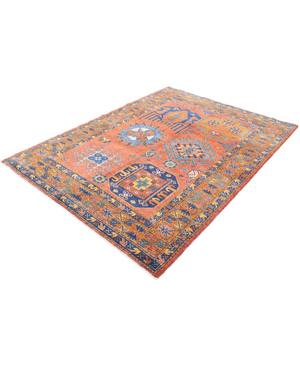 Humna 5' 10" X 8' 3" Hand Knotted Wool Rug 5' 10" X 8' 3" (178 X 251) / Red / Wool